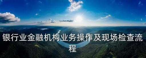 銀行業(yè)金融機構(gòu)業(yè)務操作及現(xiàn)場檢查流程