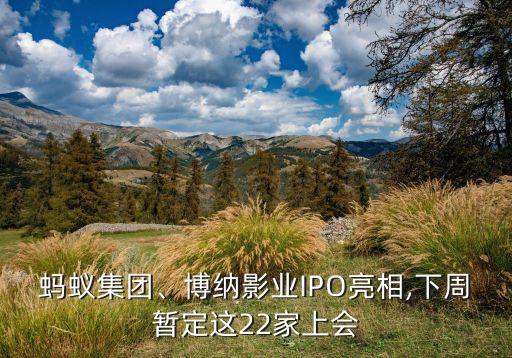 螞蟻集團(tuán)、博納影業(yè)IPO亮相,下周暫定這22家上會