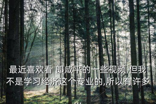 最近喜歡看 郎咸平的一些視頻,但我不是學(xué)習(xí)經(jīng)濟(jì)這個(gè)專業(yè)的,所以有許多...
