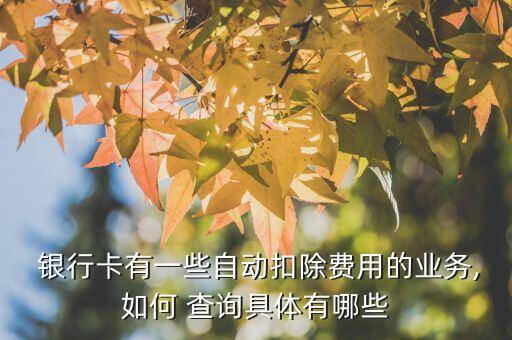  銀行卡有一些自動扣除費(fèi)用的業(yè)務(wù),如何 查詢具體有哪些