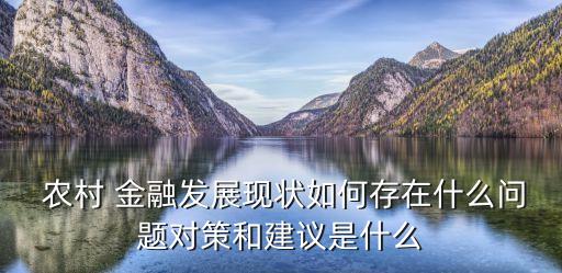  農村 金融發(fā)展現(xiàn)狀如何存在什么問題對策和建議是什么