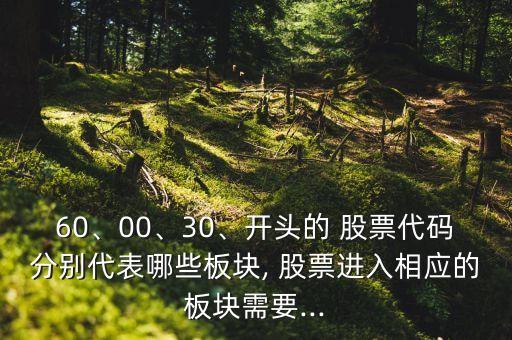60、00、30、開頭的 股票代碼分別代表哪些板塊, 股票進(jìn)入相應(yīng)的板塊需要...