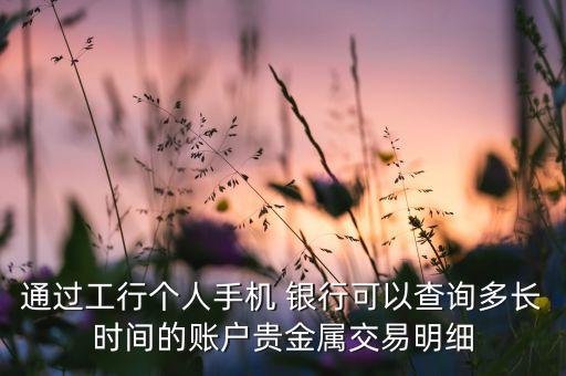 通過工行個(gè)人手機(jī) 銀行可以查詢多長(zhǎng)時(shí)間的賬戶貴金屬交易明細(xì)