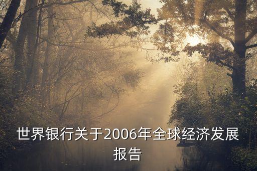 世界銀行關于2006年全球經濟發(fā)展報告