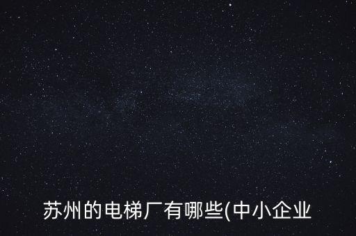 蘇州的電梯廠(chǎng)有哪些(中小企業(yè)